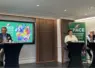 Le nouveau président du Space Didier Lucas, la commissaire général du salon Anne Marie Quéméner et le responsable des présentations animales Jean-Yves Rissel en conférence de presse d'ouverture du Space le 3 septembre à Paris.