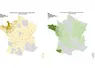 Carte des foyers de FCO 3 et FCO 8 recensés depuis le 1er juin 2025 jusqu'au 16 octobre 2025