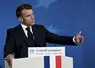 Le président de la République Emmanuel Macron le 23 octobre à Bruxelles s'exprimant à la presse lors du Conseil européen. 