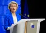 La présidente de la Commission européenne Ursula von der Leyen en conférence de presse le 19 décembre après le Conseil européen. 