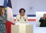 Annie Genevard expliquant son projet de loi d’urgence agricole ce 8 avril devant la presse après le Conseil des ministres.