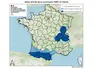 Carte de France des dates d'arrêt de la vaccination des bovins contre la dermatose nodulaire contagieuse bovine (DNC) pour les zones vaccinales I et II. 