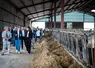 groupe de personnes visitant une étable