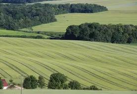Paysage agricole vu d’une montgolfière