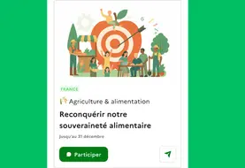 Capture d'écran de la plateforme Agora qui propose une consultation sur la souveraineté alimentaire.