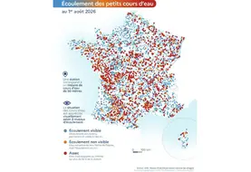 Carte de l’Observatoire national des étiages (ONDE) au 1er août 2026