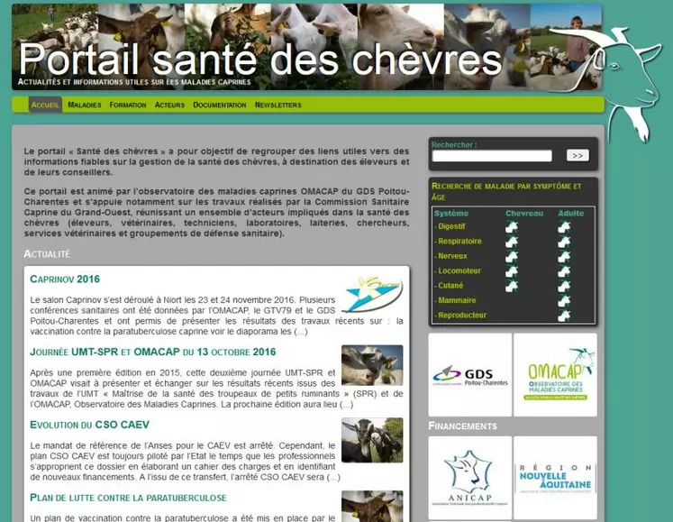 Le portail sur la santé des chèvres est accessibles sur http://sante-chevres.fr/.