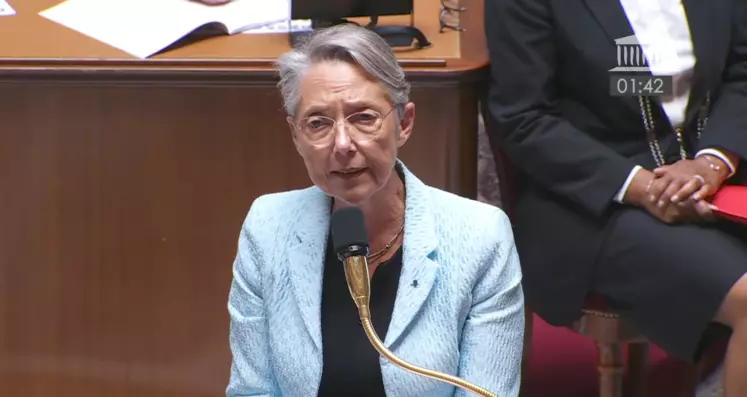 Elisabeth Borne le 30 mai 2023 lors des questions au gouvernement à l'Assemblée nationale.