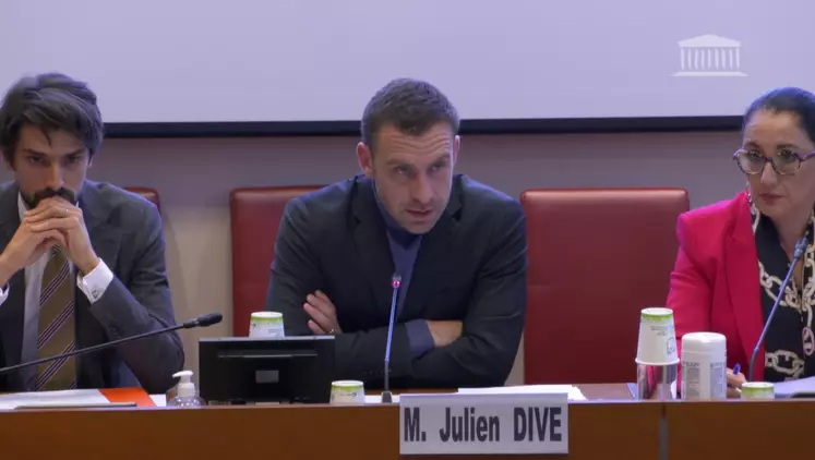   Le député Julien Dive lors de l’examen de sa proposition de loi en commission des affaires sociales.