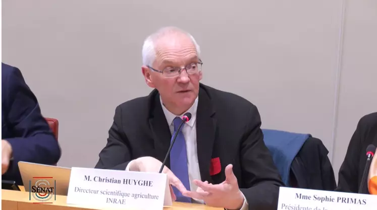 Christian Huyghe, directeur scientifique de l’Inrae, devant le Sénat.