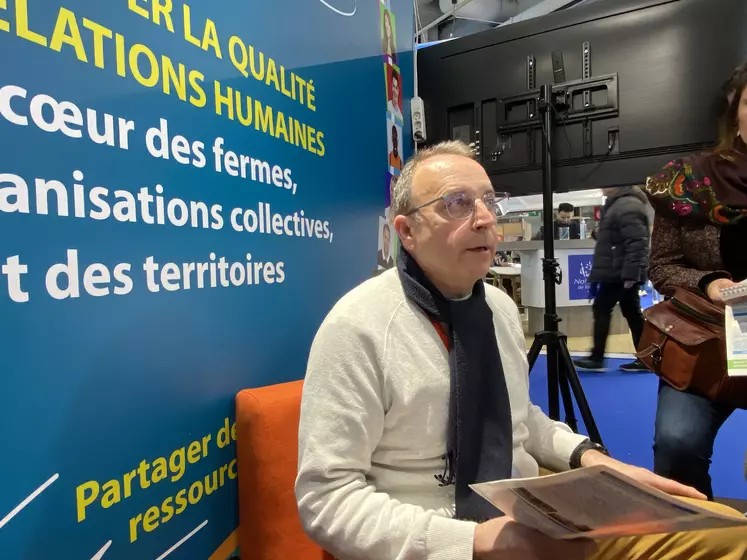 Eric Passetemps, cadre dans un élevage porcin, président de l’association des salariés agricoles de France au salon de l'agriculture.