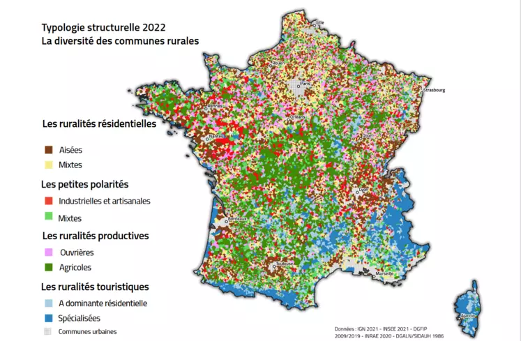 diversité des ruralités en France carte