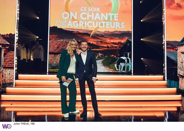 Elodie Gossuin et Jérôme Anthony présentent l'émission On chante pour les agriculteurs