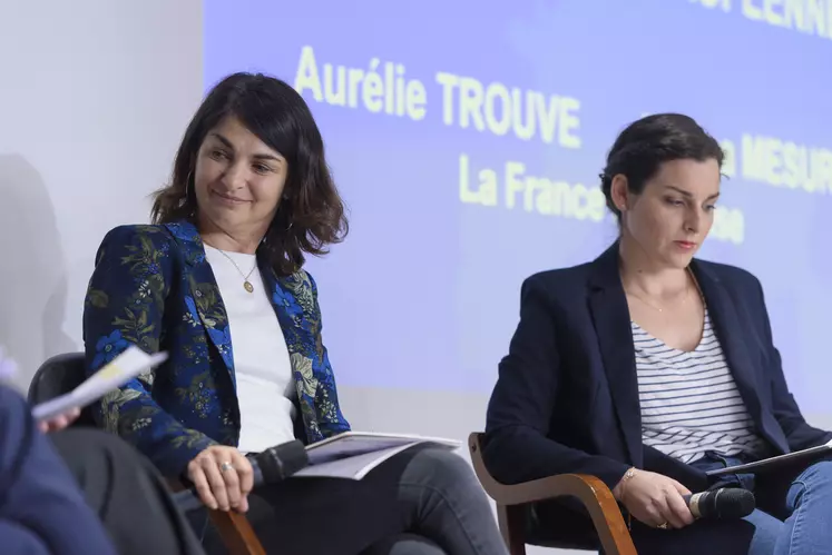 Aurélie Trouvé, députée à l’Assemblée nationale et spécialiste sur les questions agricoles, et Marina Mesure, eurodéputée et candidate en 3e position sur la liste La France Insoumise.