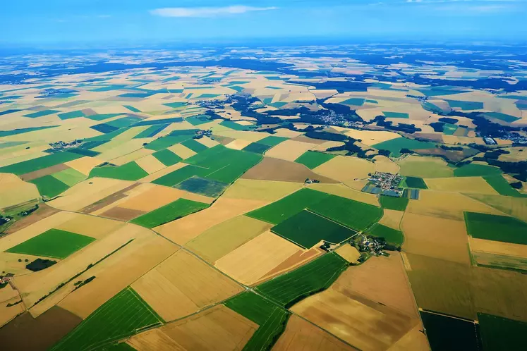 Paysage agricole français vu du ciel