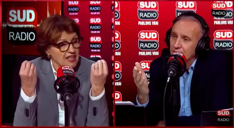  Annie Genevard interviewée ce 23 octobre 2024 sur Sud Radio.