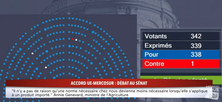 affichage résultats vote sénat avec décompte des voix