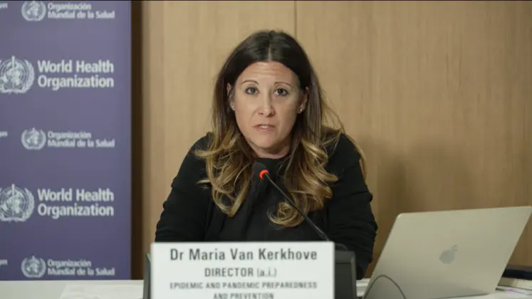 Maria Van Kerkhove, directrice du département Prévention et préparation aux épidémies et pandémies à l’Organisation mondiale de la santé (OMS), parlant lors d'une conférence de presse. .