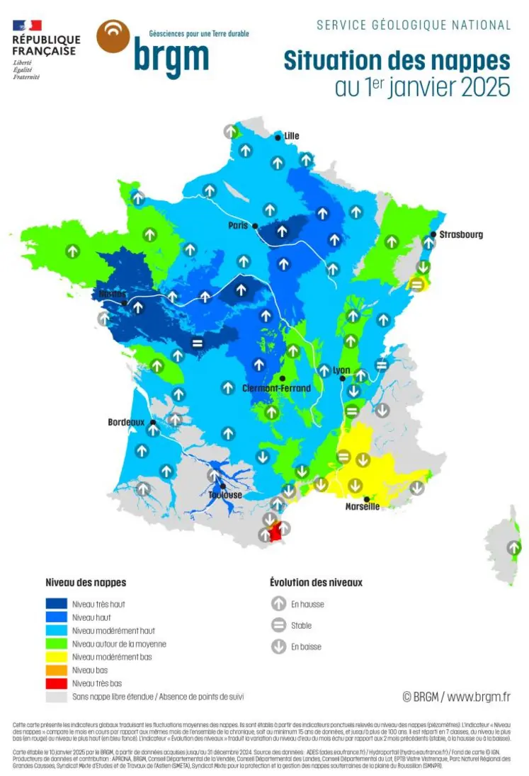 carte France nappes phréatiques