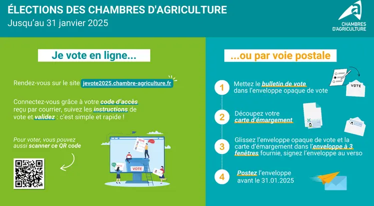 Infographie sur le mode de vote aux élections chambres d'agriculture 2025
