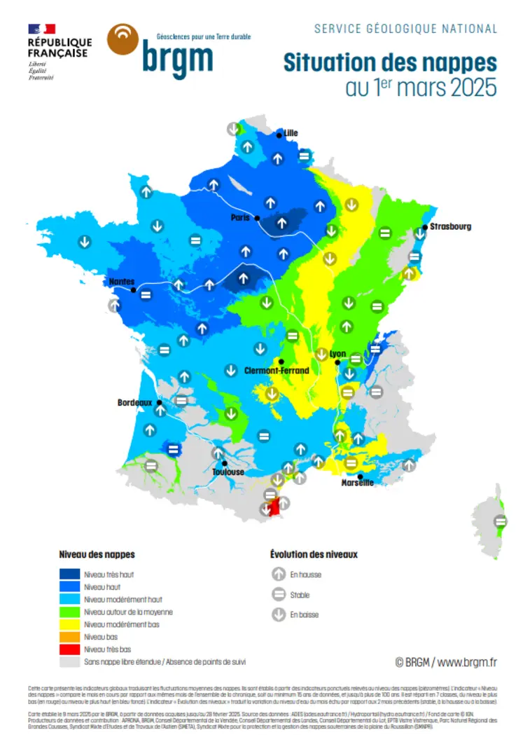 carte nappes phréatiques