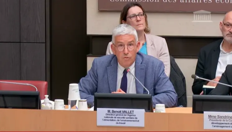 Le directeur général de l’Agence de sécurité sanitaire de l’alimentation, de l’environnement et du travail (Anses) Benoit Vallet, en commission économique de l'Assemblée nationale le 25 mars, s'exprimant sur les dispositions de la loi du sénateur Laurent Duplomb.  