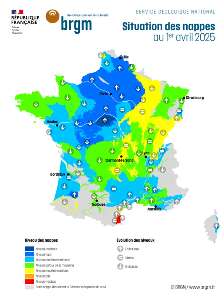 carte nappes phréatiques