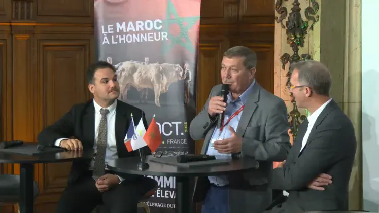 Victor Berthon, Responsable développement et digital du Sommet de l’élevage, Jacques Chazalet, président et Benoît Delaloy, nouveau commissaire général en conférence de presse.