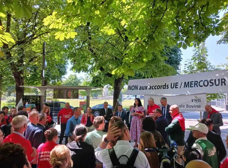 des manifestants avec une banderole en arrière-plan