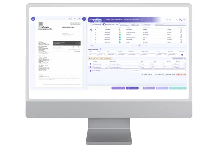 Ordinateur avec l'application Amicompta de la société Isagri. 