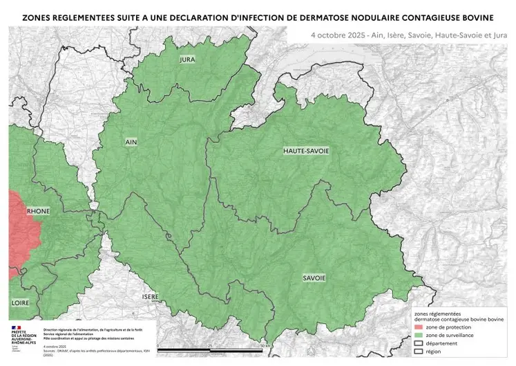 Carte de la première zone réglementée DNC au 4 octobre 2025