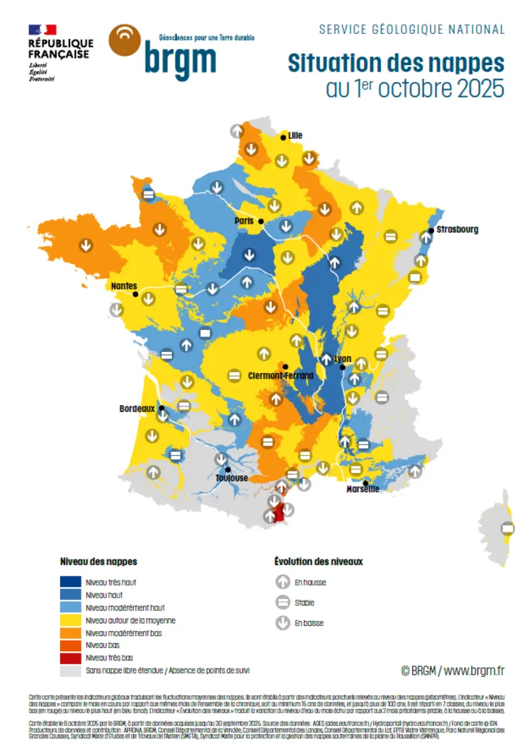 carte des nappes phréatiques