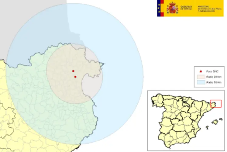 Carte des cas de DNC en Espagne