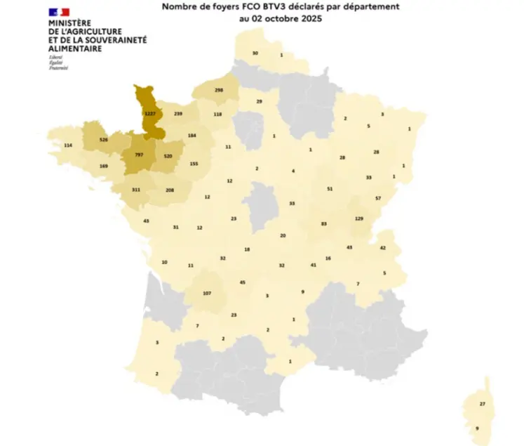 Carte des foyers de la FCO 3