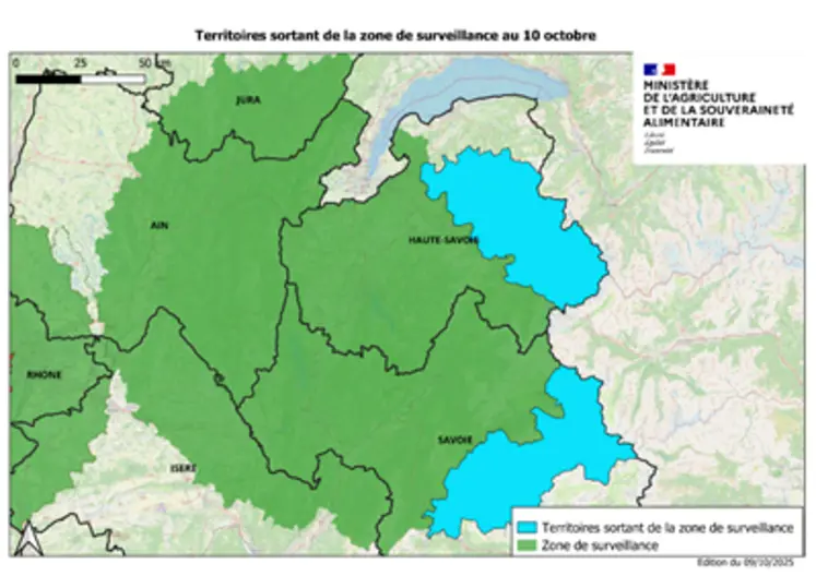 Zone de surveillance de la DNC en Savoie et Haute Savoie allégée dès le 10 octobre.