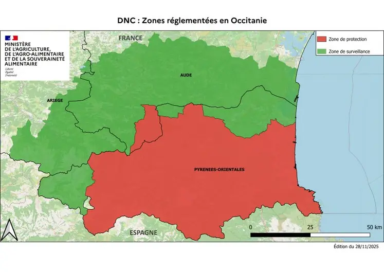 Carte de la zone réglementée 3 pour la DNC