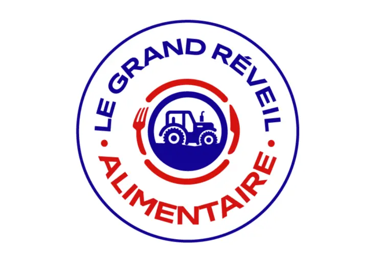 Logo avec un tracteur et une assiette et le message "Le grand réveil alimentaire"