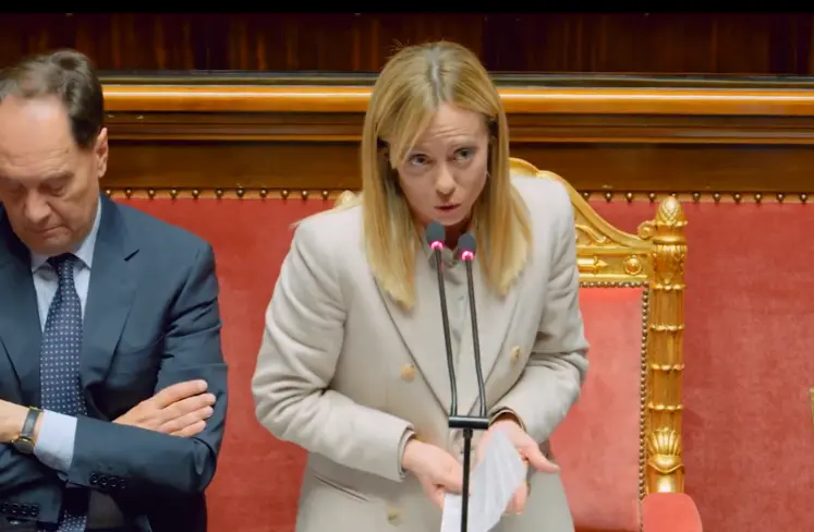 Georgia Meloni, présidente du Conseil des ministres italien, le 17 décembre devant le Parlement italien.  