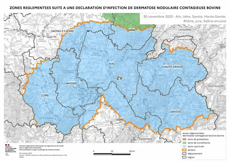 Zones vaccinales au 1er décembre 2025