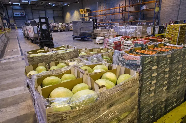 Marchandises alimentaires en attente d'être dédouanées ou en transit à Orly. 