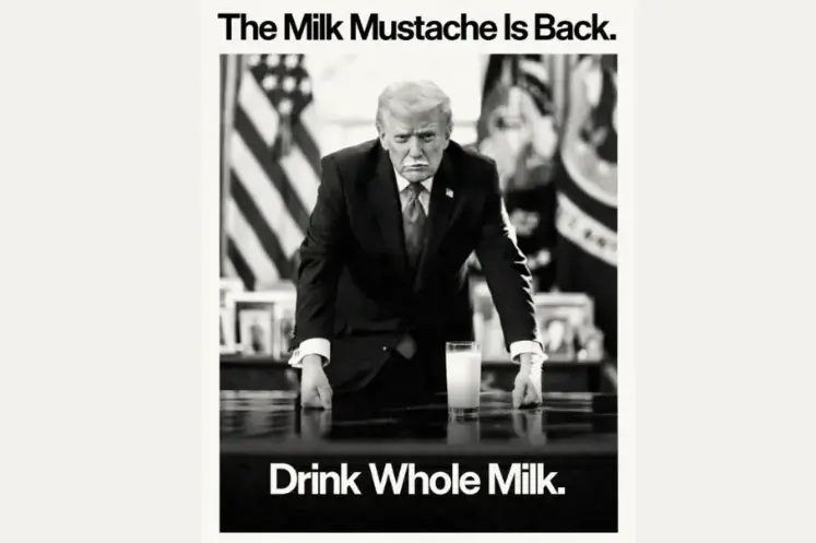 Donald Trump fait la promotion du lait entier sur les réseaux sociaux avec une moustache blanche !