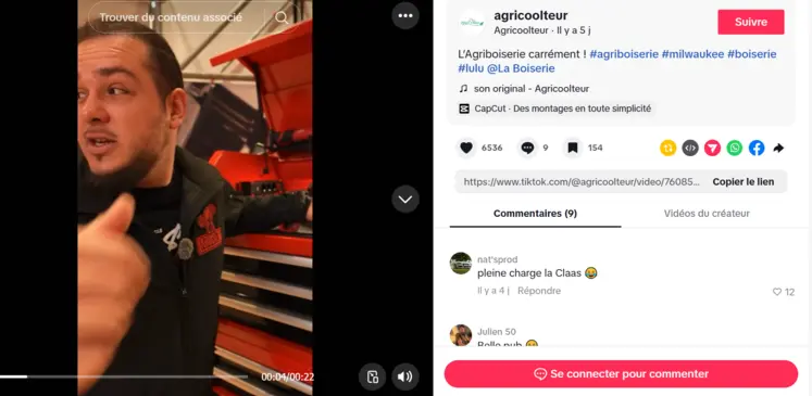 capture d'écran d'un agriculteur expliquant son métier dans une vidéo sur TikTok
