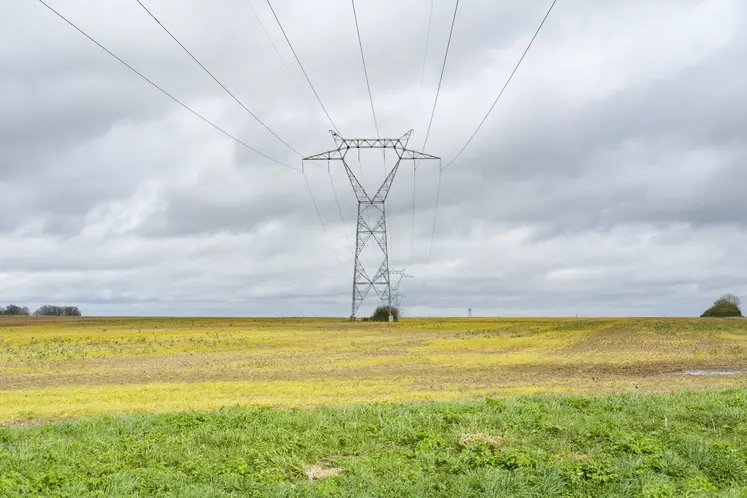 pylone électique dans des champs