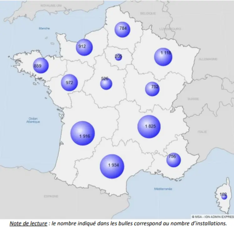 Carte des installations agricoles en 2024