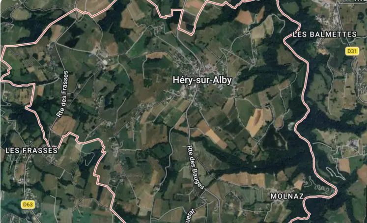 Vue satellite de la commune d’Héry-sur-Alby en Haute-Savoie