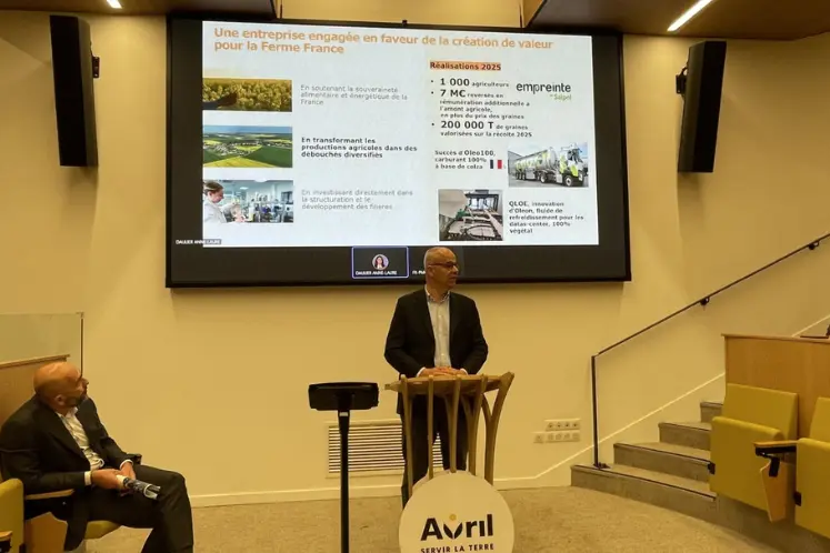 Arnaud Rousseau, président du groupe Avril, en conférence de presse ce 15 avril à Paris. 