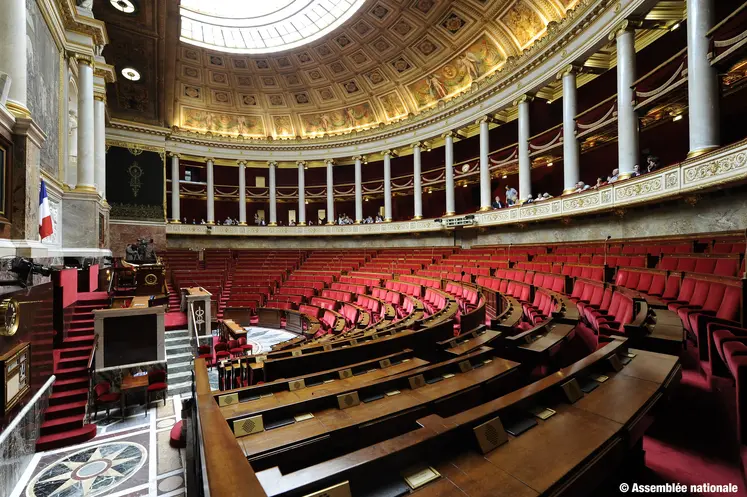 Hémicycle de l'Assemblée nationale vide 