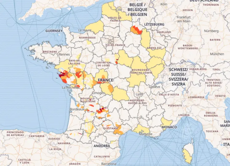 Carte des restrictions concernant les eaux superficielles au 9 juin 2026