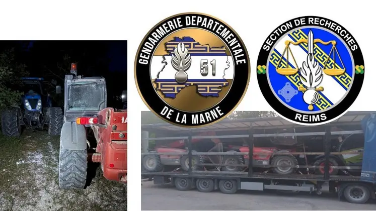 Engins téléscopiques agricoles retrouvés par la gendarmerie nationale