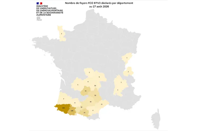 Carte des foyers de la FCO 3
